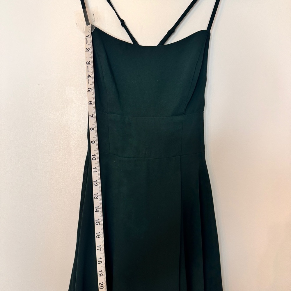 Lulus Letter of Love Mini Dress Emerald Green Backless Skater Slit Chiffon Sz XS - Picture 7 of 16